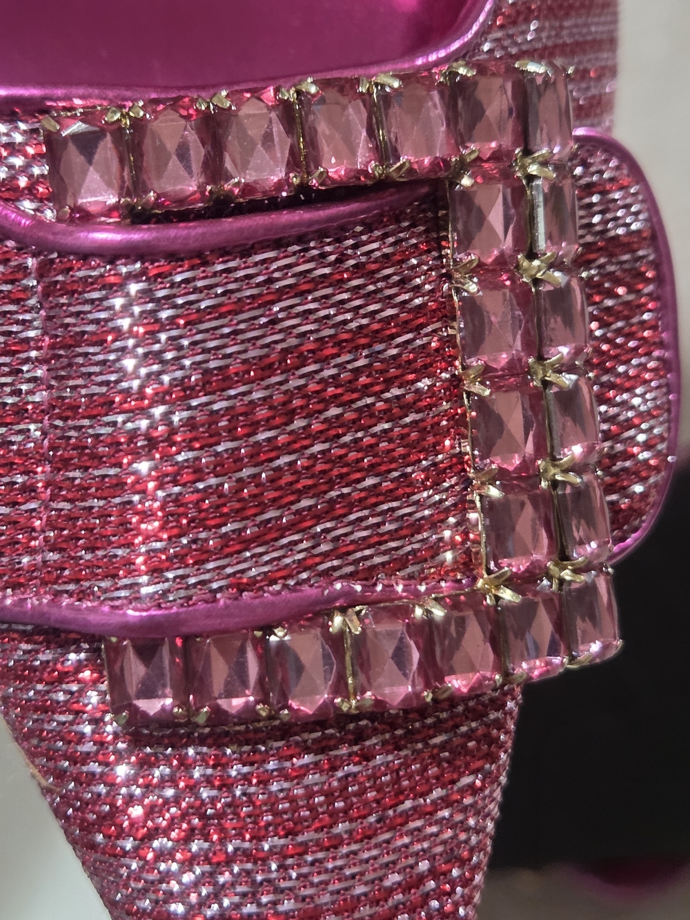 J. Reneé Electra Fuchsia Metallic Rhinestone Pointed Slingback Heels - Picture 8 of 8